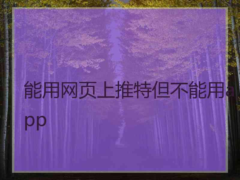 能用网页上推特但不能用app